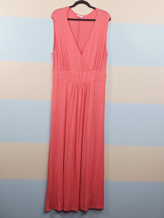 New York & Company Plus Size Coral Pink Maxi Dress - Picture 2 of 8